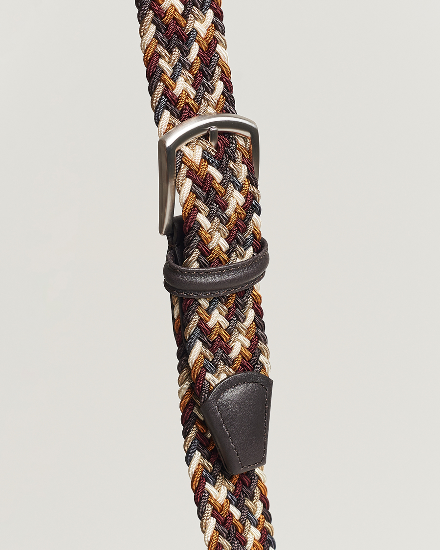 Herren | Anderson's Stretch Woven 3,5 cm Belt Multi Brown | Anderson's | Stretch Woven 3,5 cm Belt Multi Brown