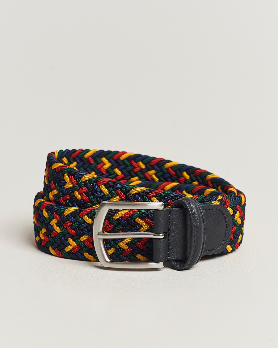 Herren | Anderson's Stretch Woven 3,5 cm Belt Ivy Multi | Anderson's | Stretch Woven 3,5 cm Belt Ivy Multi