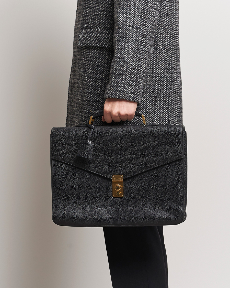 Herren | Chanel Pre-Owned Portfolio Briefcase Leather Black | Chanel Pre-Owned | Portfolio Briefcase Leather Black