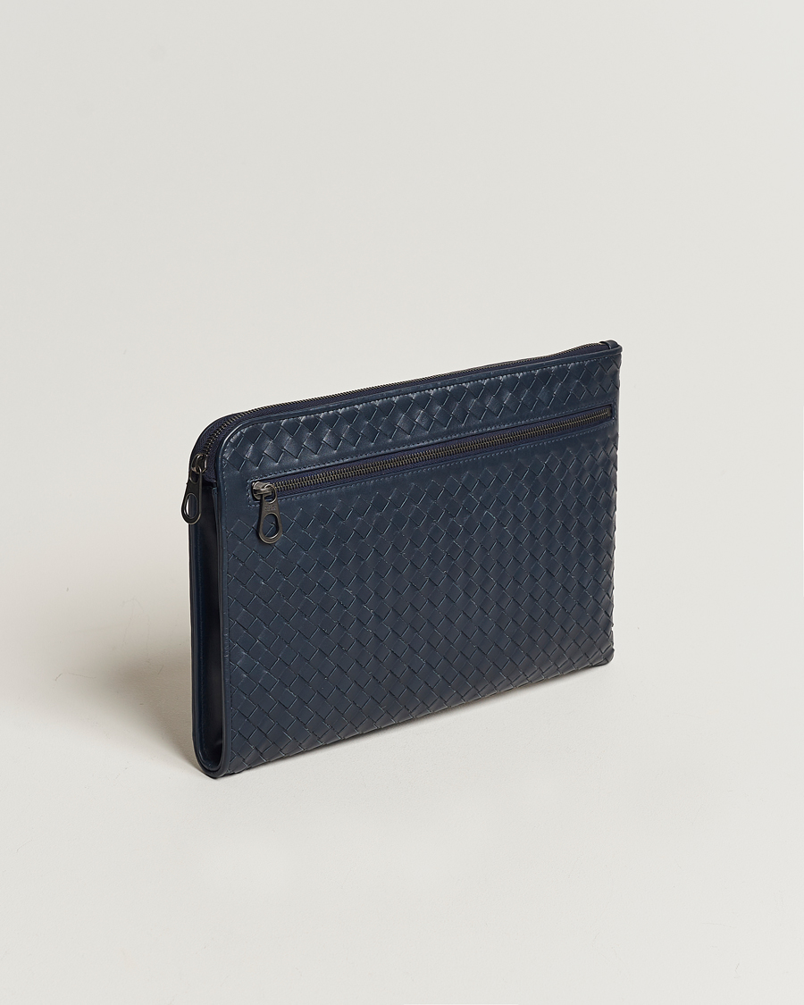 Herren | Bottega Veneta Pre-Owned Intrecciato Document Case Blue | Bottega Veneta Pre-Owned | Intrecciato Document Case Blue