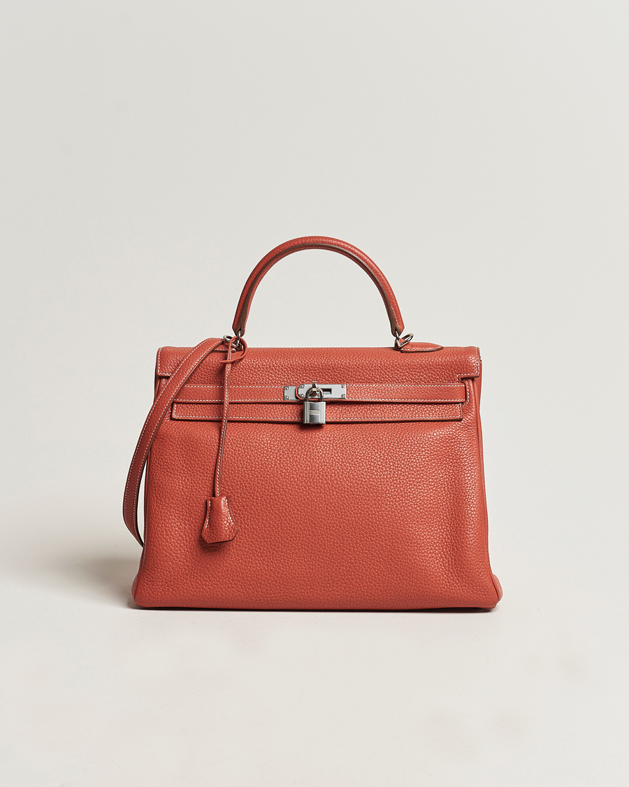 Herren | Hermès Pre-Owned Kelly 35 Handbag Taurillion Clemence Orange | Hermès Pre-Owned | Kelly 35 Handbag Taurillion Clemence Orange
