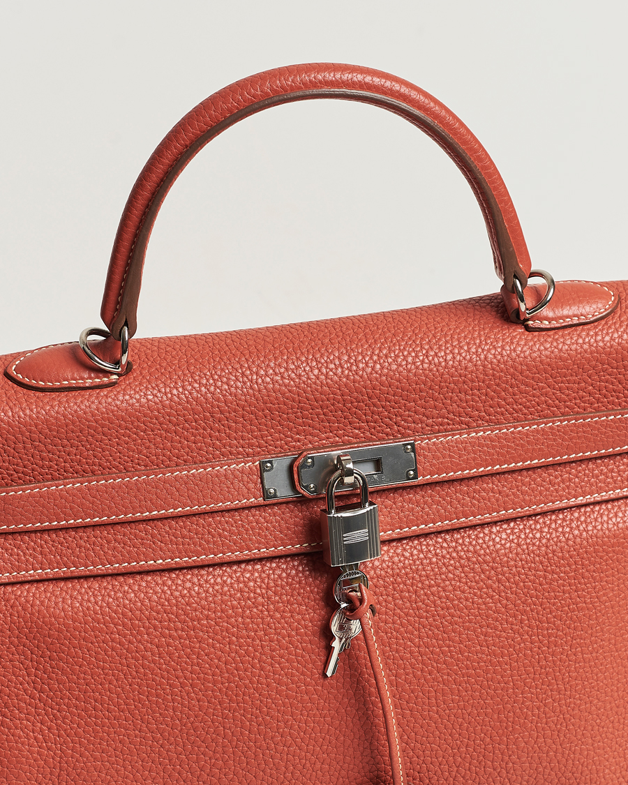 Herren | Hermès Pre-Owned Kelly 35 Handbag Taurillion Clemence Orange | Hermès Pre-Owned | Kelly 35 Handbag Taurillion Clemence Orange