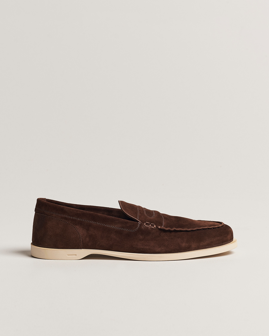 Herren | John Lobb Pace Summer Loafer Dark Brown Suede | John Lobb | Pace Summer Loafer Dark Brown Suede