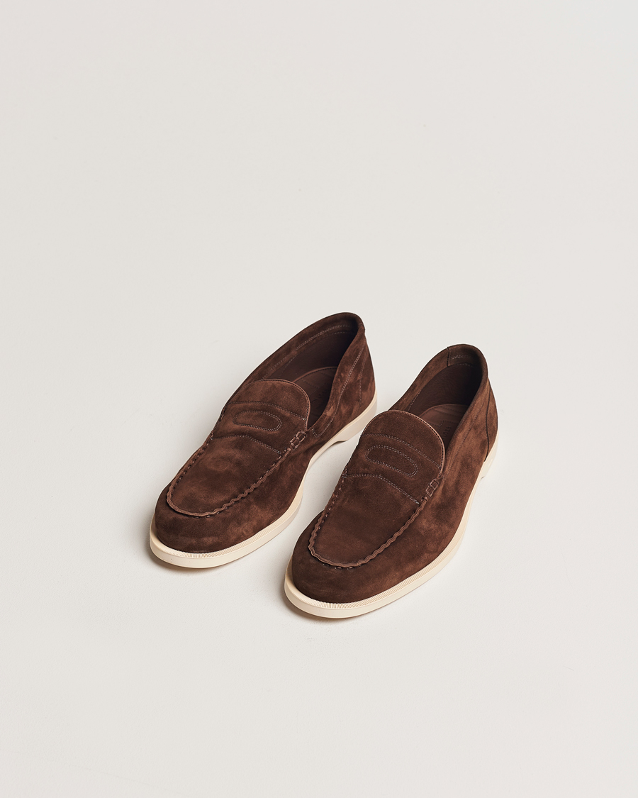 Herren | John Lobb Pace Summer Loafer Dark Brown Suede | John Lobb | Pace Summer Loafer Dark Brown Suede