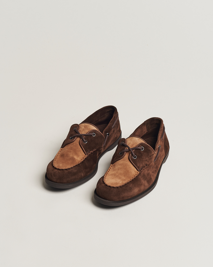 Men | Boat Shoes | John Lobb | Soil Boat Shoe Dark Brown/Cognac Suede