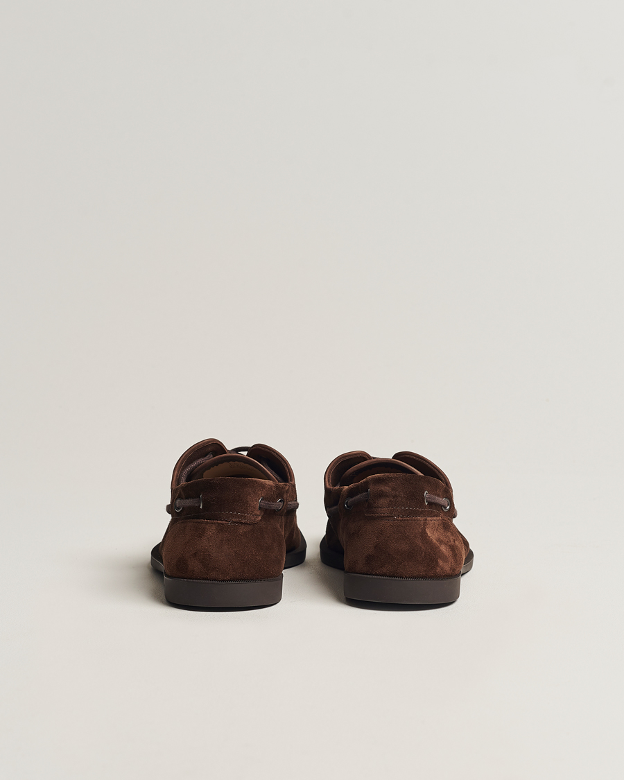 Herren | John Lobb Foil Boat Shoe Dark Brown/Cognac Suede | John Lobb | Foil Boat Shoe Dark Brown/Cognac Suede