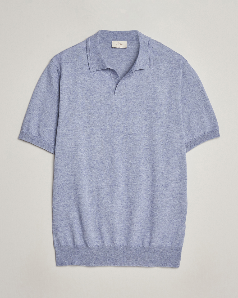 Herren | Poloshirts | Altea | Cotton/Cashmere Polo Shirt Light Blue