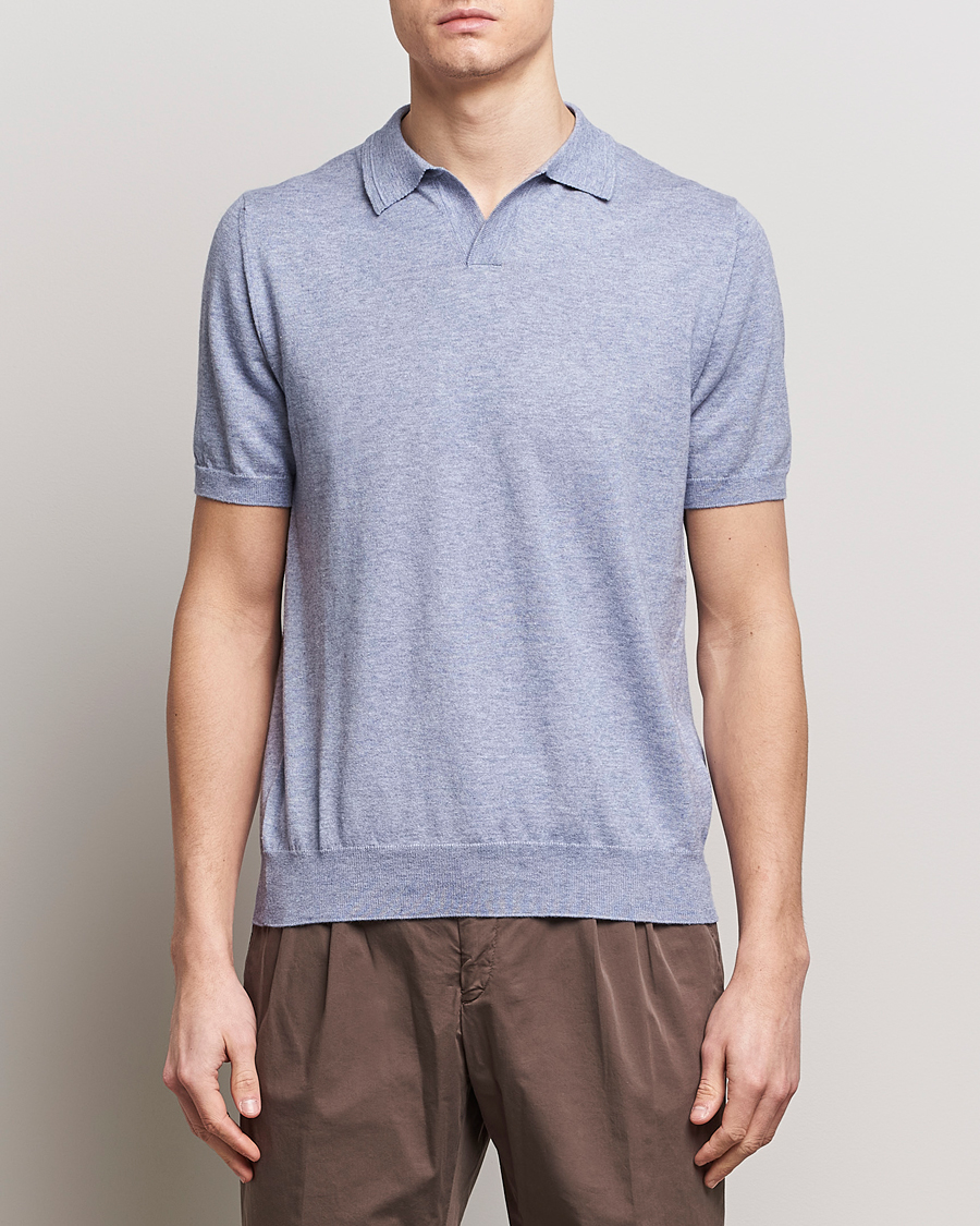 Herren | Poloshirts | Altea | Cotton/Cashmere Polo Shirt Light Blue