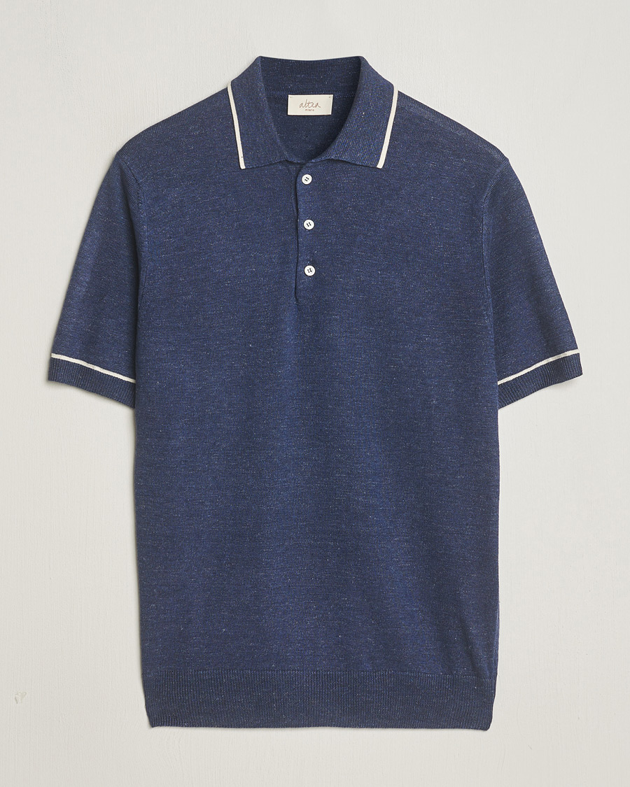 Herren | Poloshirts | Altea | Linen/Cashmere Contrast Polo Navy