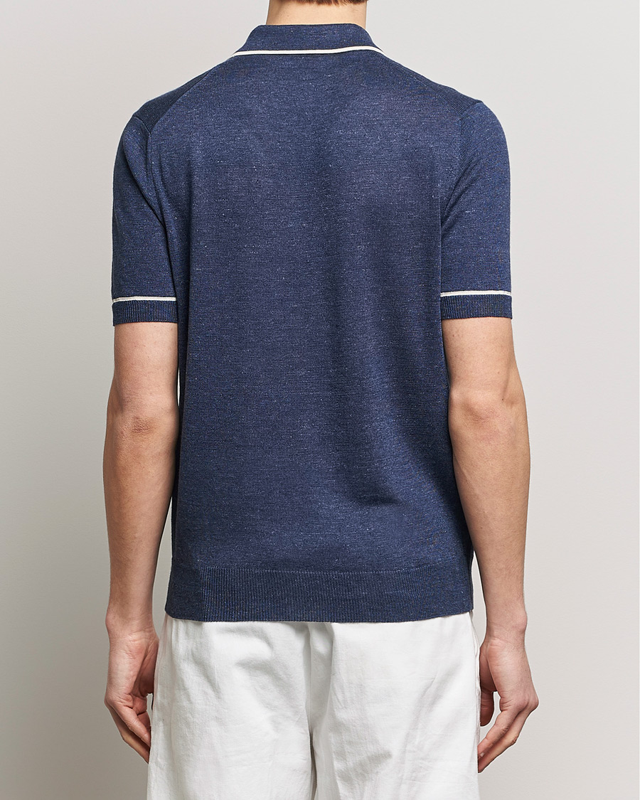 Herren | Poloshirts | Altea | Linen/Cashmere Contrast Polo Navy