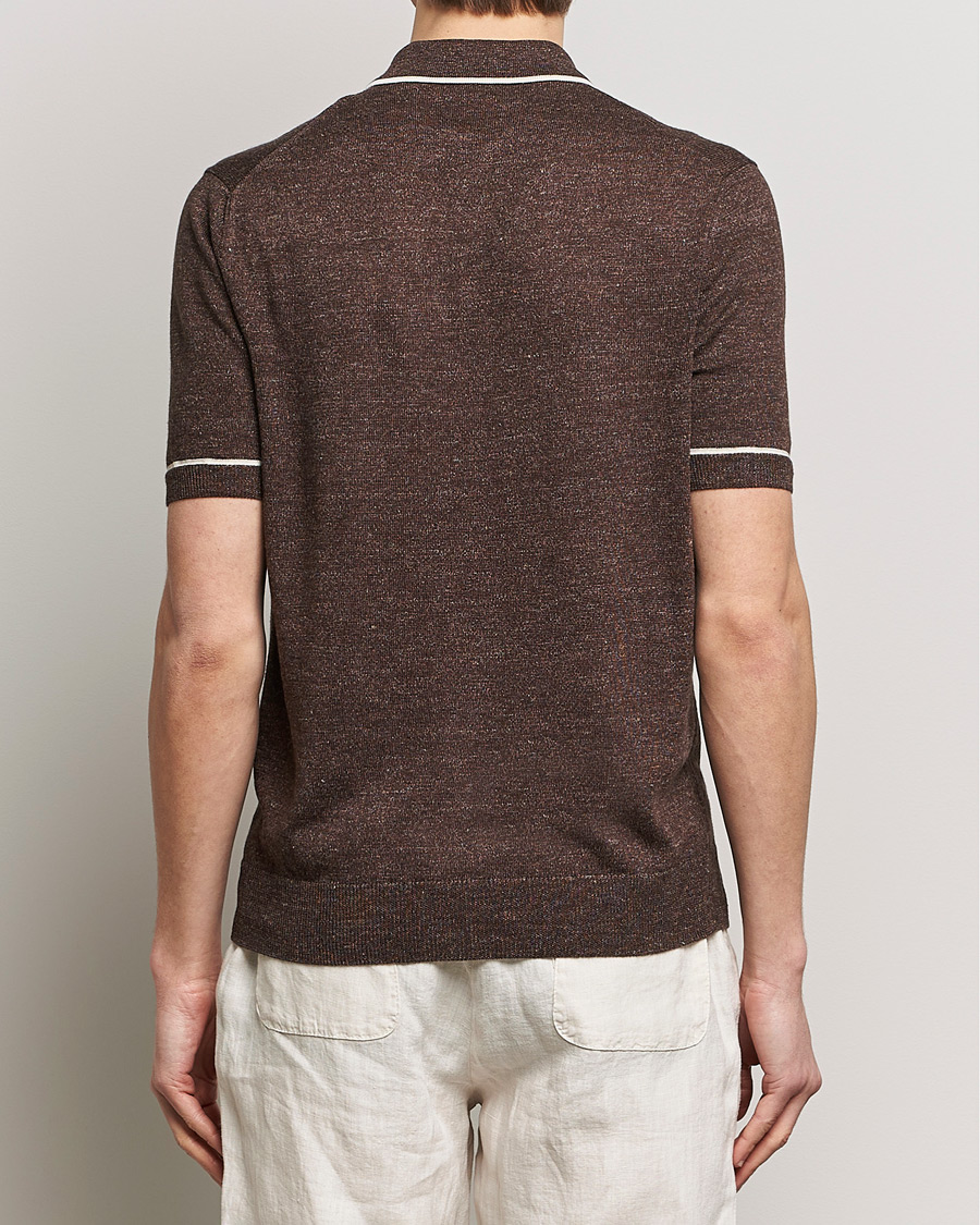 Herren | Poloshirts | Altea | Linen/Cashmere Contrast Polo Dark Brown