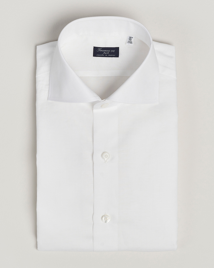 Herren | Hemden | Finamore Napoli | Milano Slim Linen Dress Shirt White