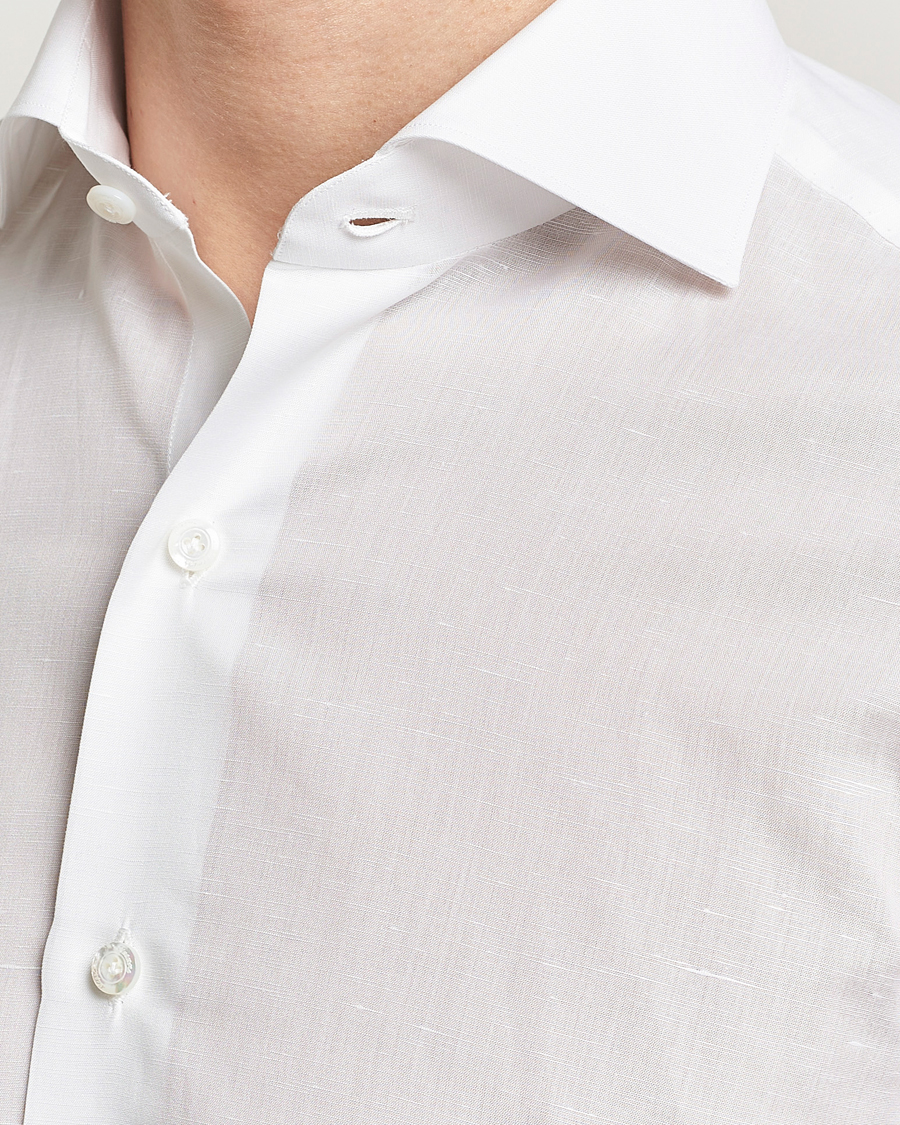 Herren | Hemden | Finamore Napoli | Milano Slim Linen Dress Shirt White