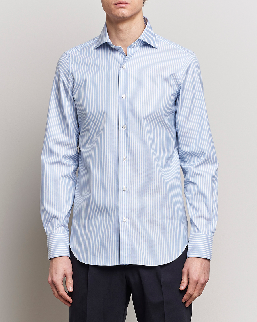 Herren | Formelle Hemden | Finamore Napoli | Milano Slim Royal Oxford Shirt Blue Stripe