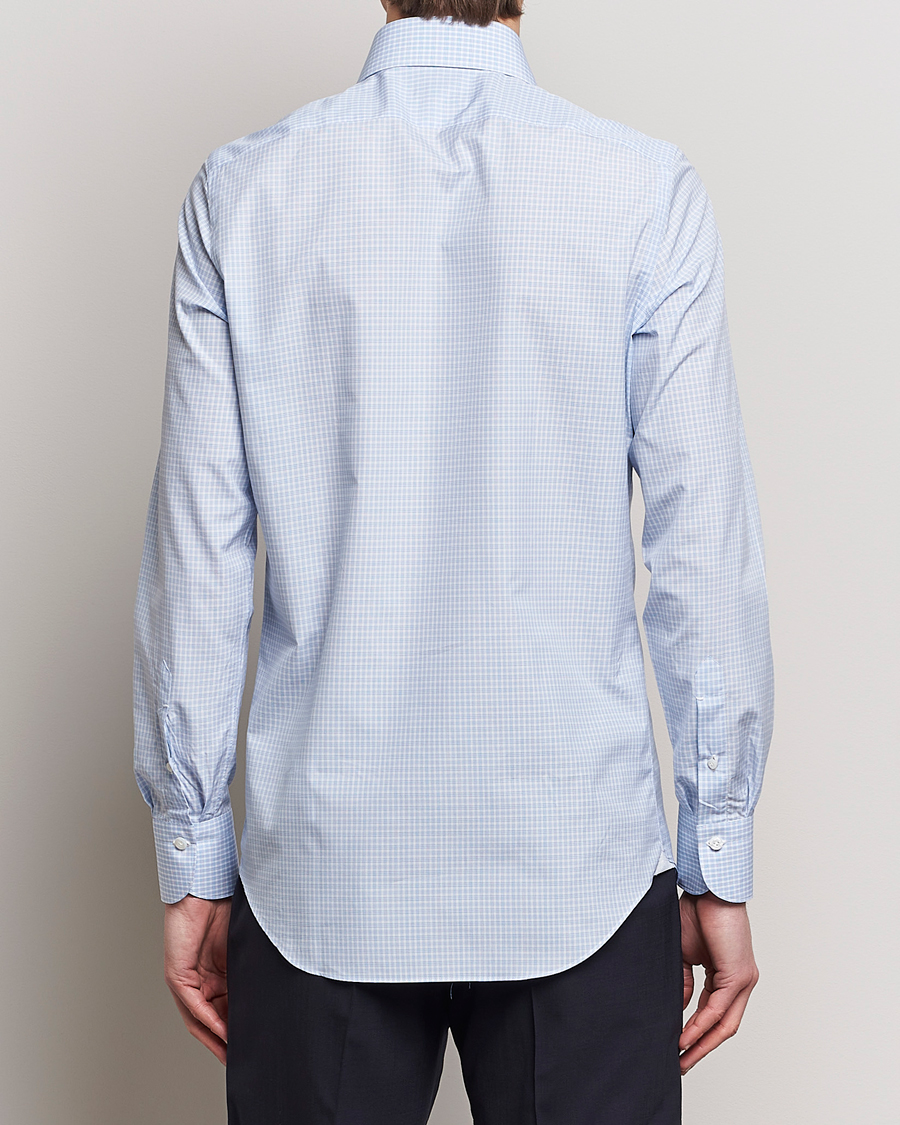 Herren | Hemden | Finamore Napoli | Milano Slim Checked Dress Shirt Light Blue