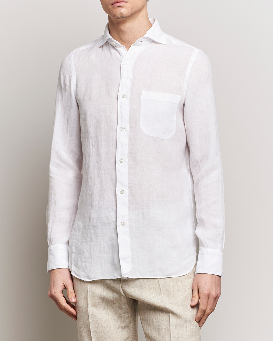 Men | Finamore Napoli | Finamore Napoli | Gaeta Linen Pocket Shirt White