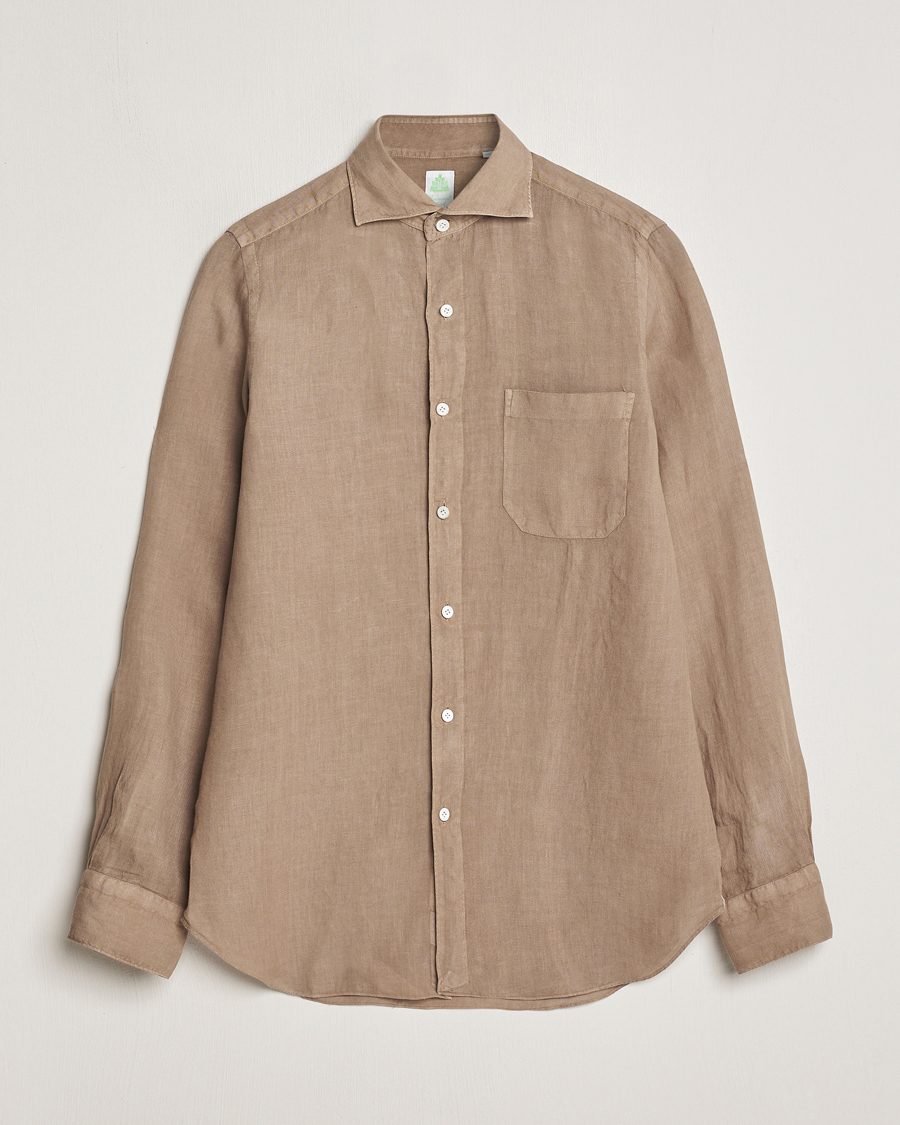 Herren | Hemden | Finamore Napoli | Gaeta Linen Pocket Shirt Taupe