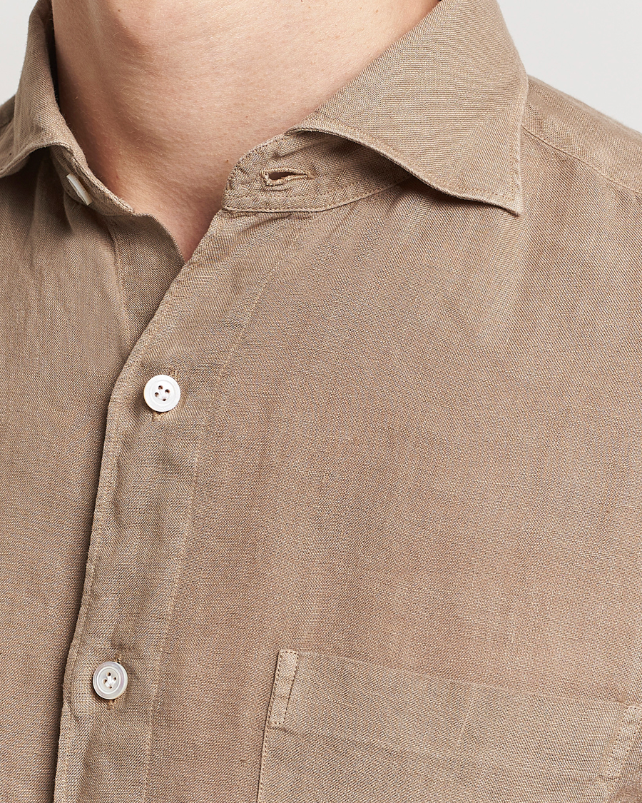 Herren | Hemden | Finamore Napoli | Gaeta Linen Pocket Shirt Taupe