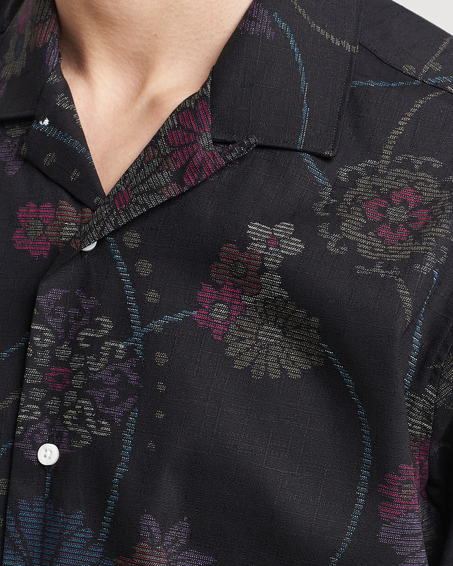 Herren | Hemden | Gitman Vintage | Japanese Floral Jacquard Camp Shirt Black