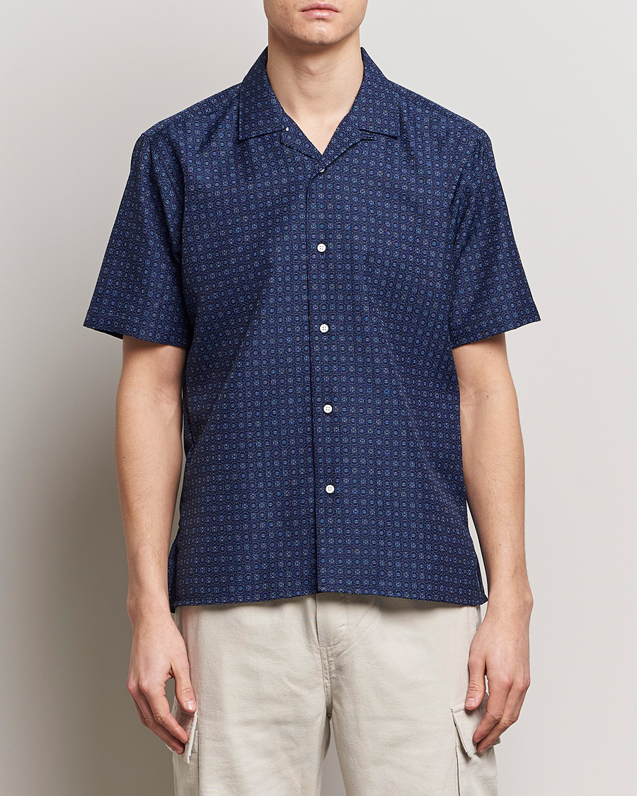Herr | Kortärmade skjortor | Gitman Vintage | Japanese Dobby Camp Shirt Navy