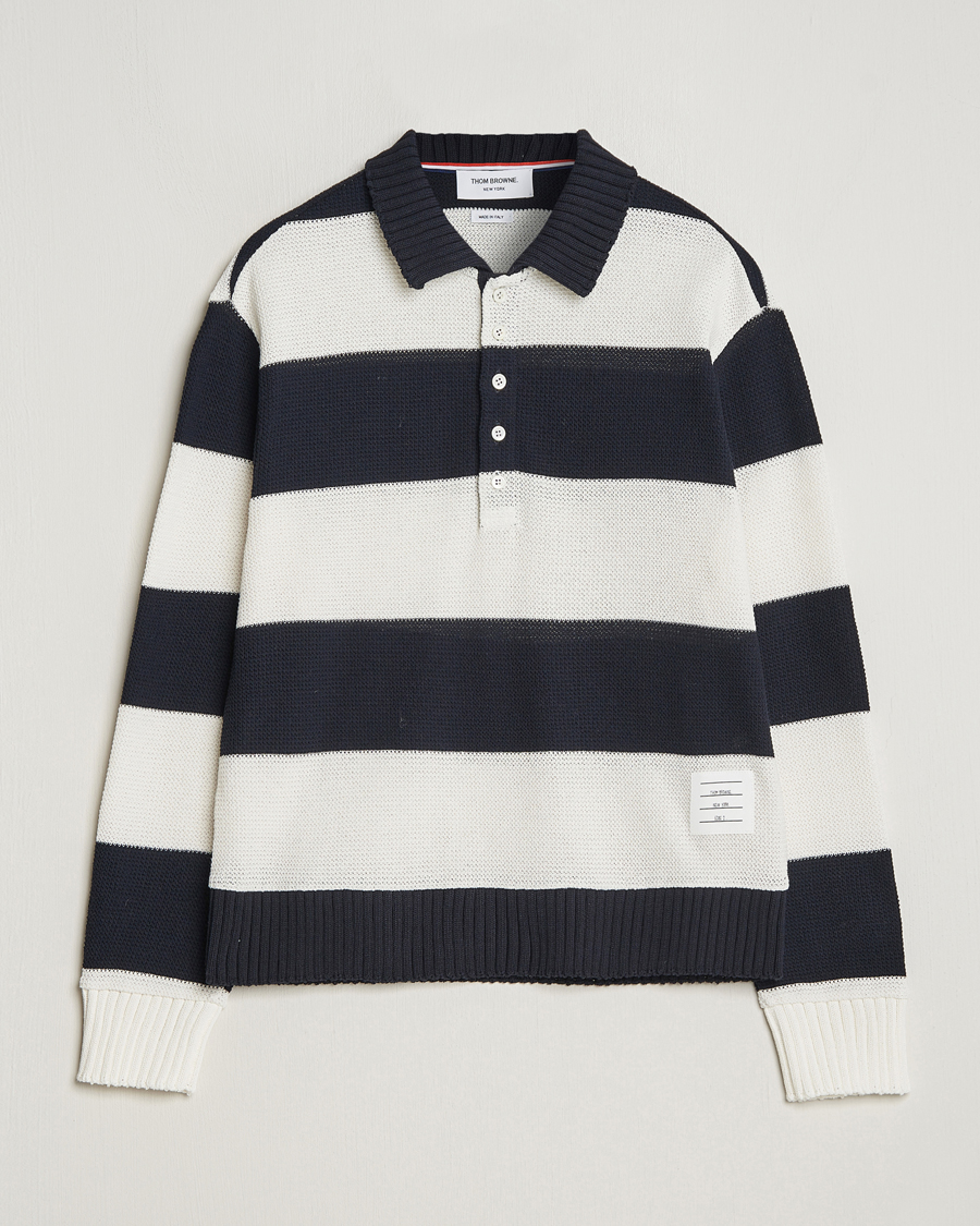Herren | Pullover | Thom Browne | Long Sleeve Rugby White/Navy