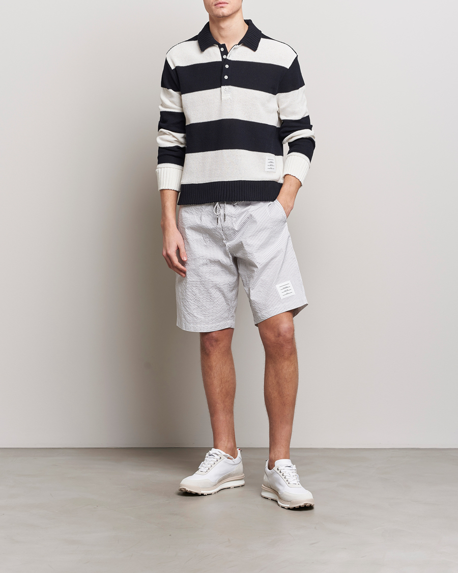 Herren | Shorts | Thom Browne | Seersucker Drawstring Board Shorts Light Grey