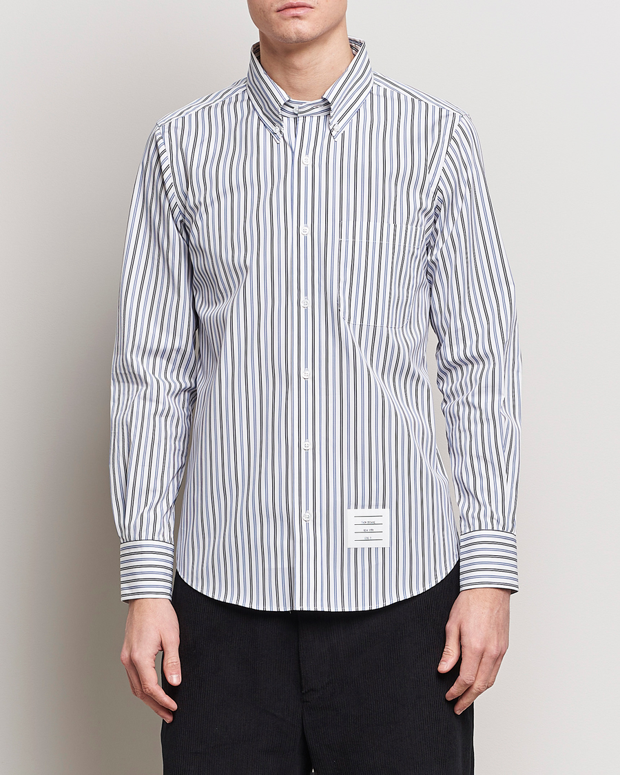 Herren | Thom Browne | Thom Browne | Button Down Poplin Shirt Navy Stripes