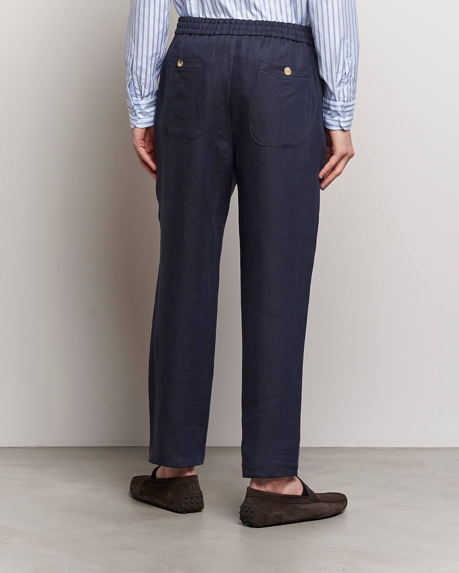 Herren | Hosen | Etro | Linen Drawstring Trousers Navy