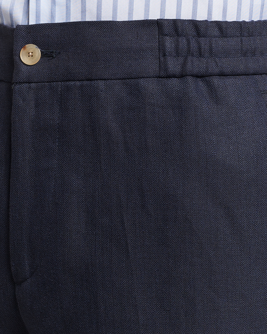 Herren | Hosen | Etro | Linen Drawstring Trousers Navy