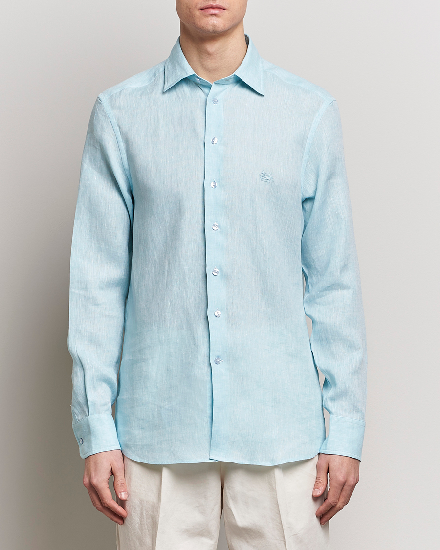Herren | Etro | Etro | Slim Fit Linen Shirt Light Blue