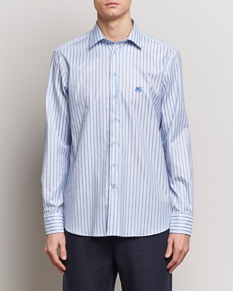 Herren | Freizeithemden | Etro | Slim Fit Striped Cotton Shirt Light Blue