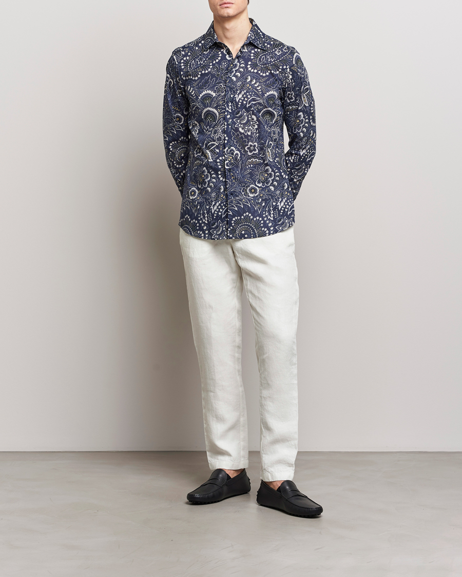 Herren | Hemden | Etro | Slim Fit Floral Print Shirt Navy