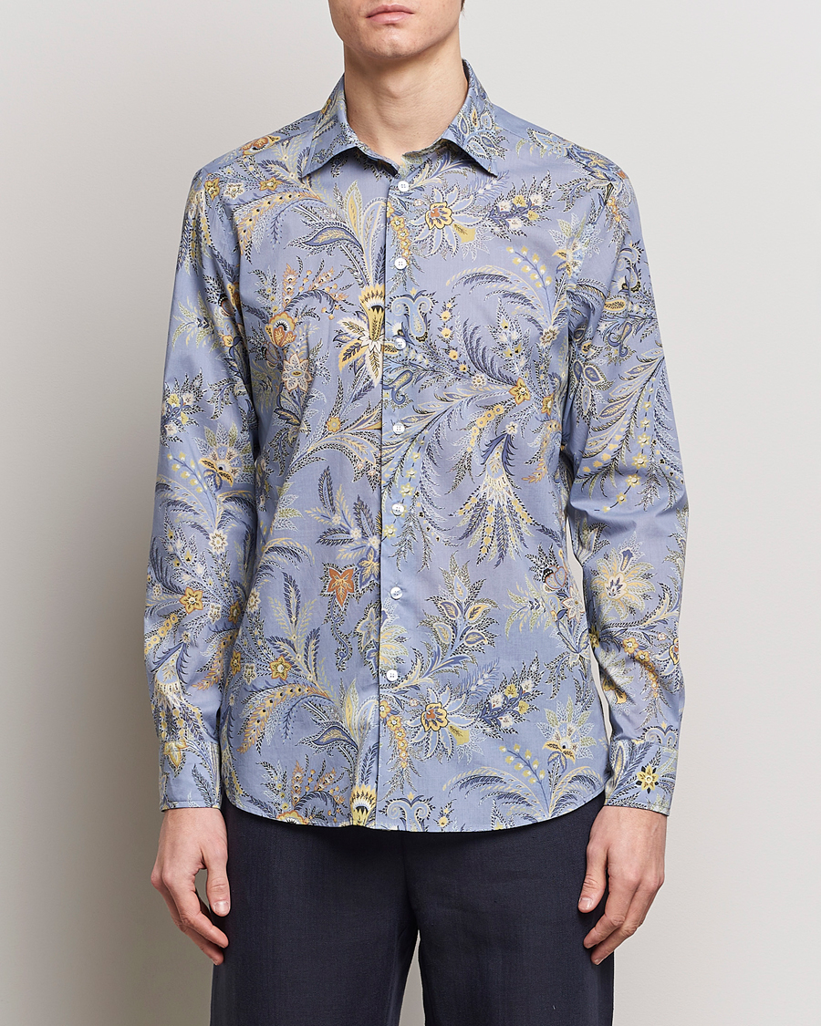 Herren | Etro | Etro | Slim Fit Floral Print Shirt Azzurro