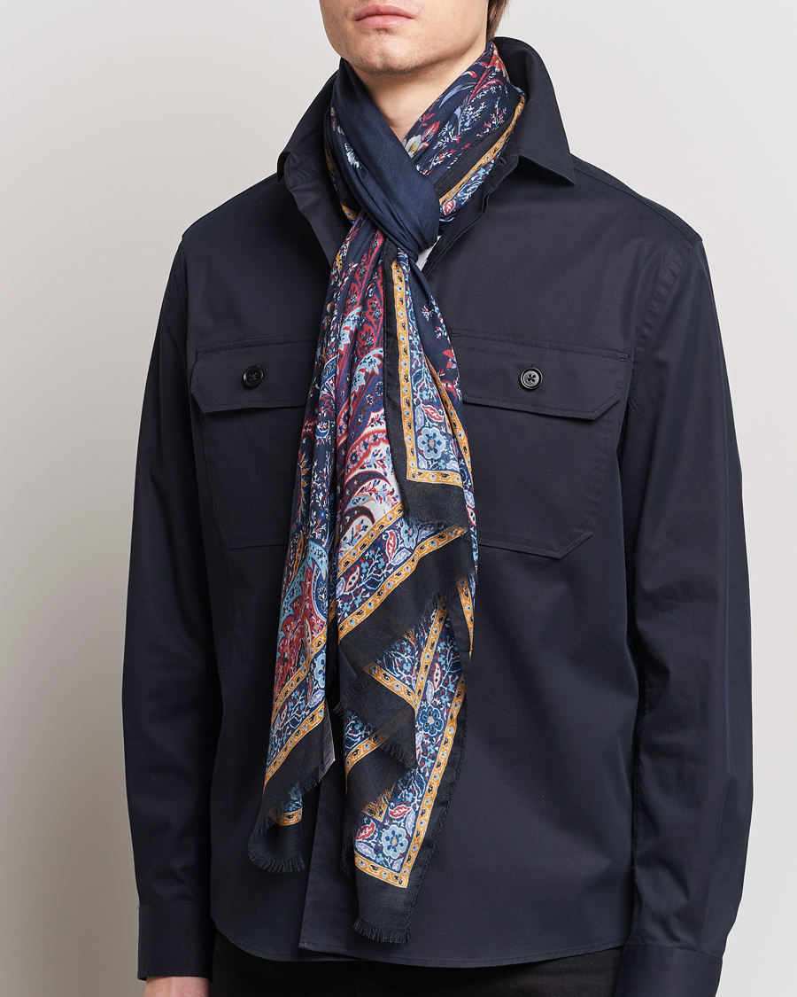 Herren | Etro Modal/Cashmere Printed Scarf Navy | Etro | Modal/Cashmere Printed Scarf Navy