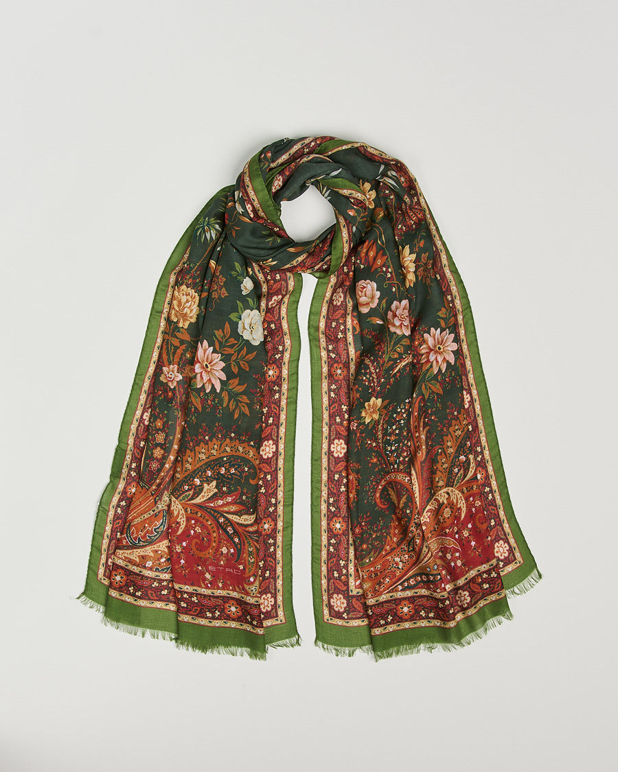 Herren | Etro Modal/Cashmere Printed Scarf Green/Burgundy | Etro | Modal/Cashmere Printed Scarf Green/Burgundy