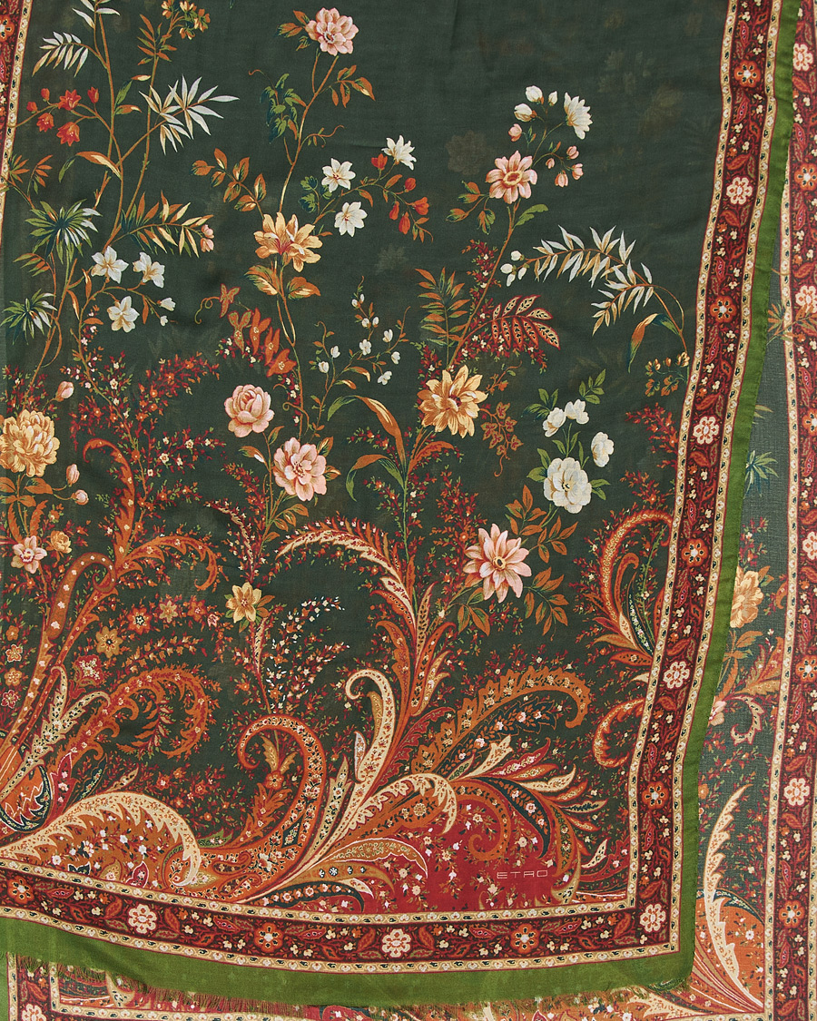 Herren | Etro Modal/Cashmere Printed Scarf Green/Burgundy | Etro | Modal/Cashmere Printed Scarf Green/Burgundy