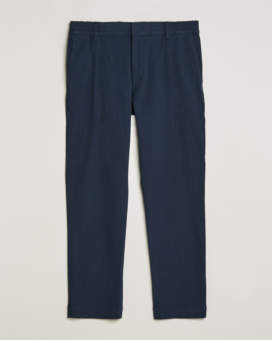 Herren | Hosen | NN07 | Billie Seersucker Drawstring Trousers Navy Blue