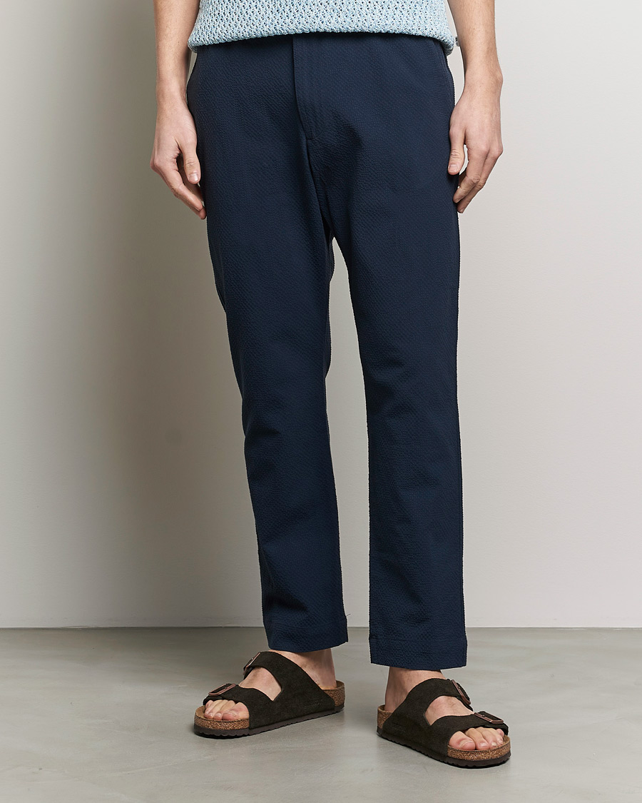 Herren | Kleidung | NN07 | Billie Seersucker Drawstring Trousers Navy Blue