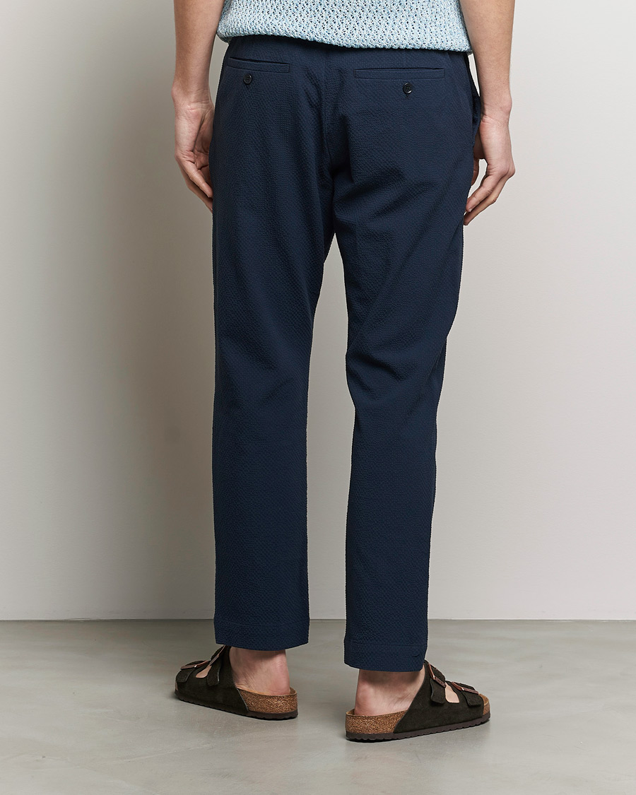 Herren | Hosen | NN07 | Billie Seersucker Drawstring Trousers Navy Blue