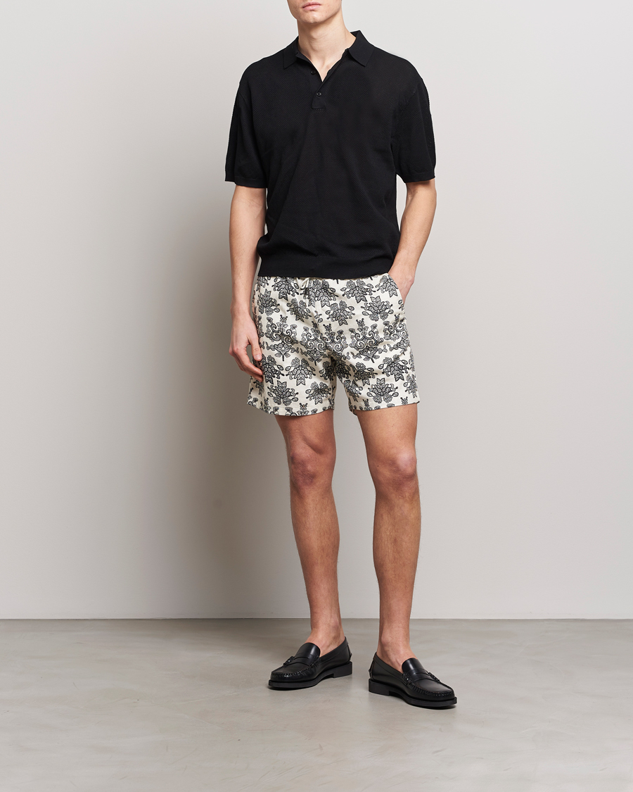 Herren | Shorts | NN07 | Gregor Printed Drawstring Shorts Off White/Black