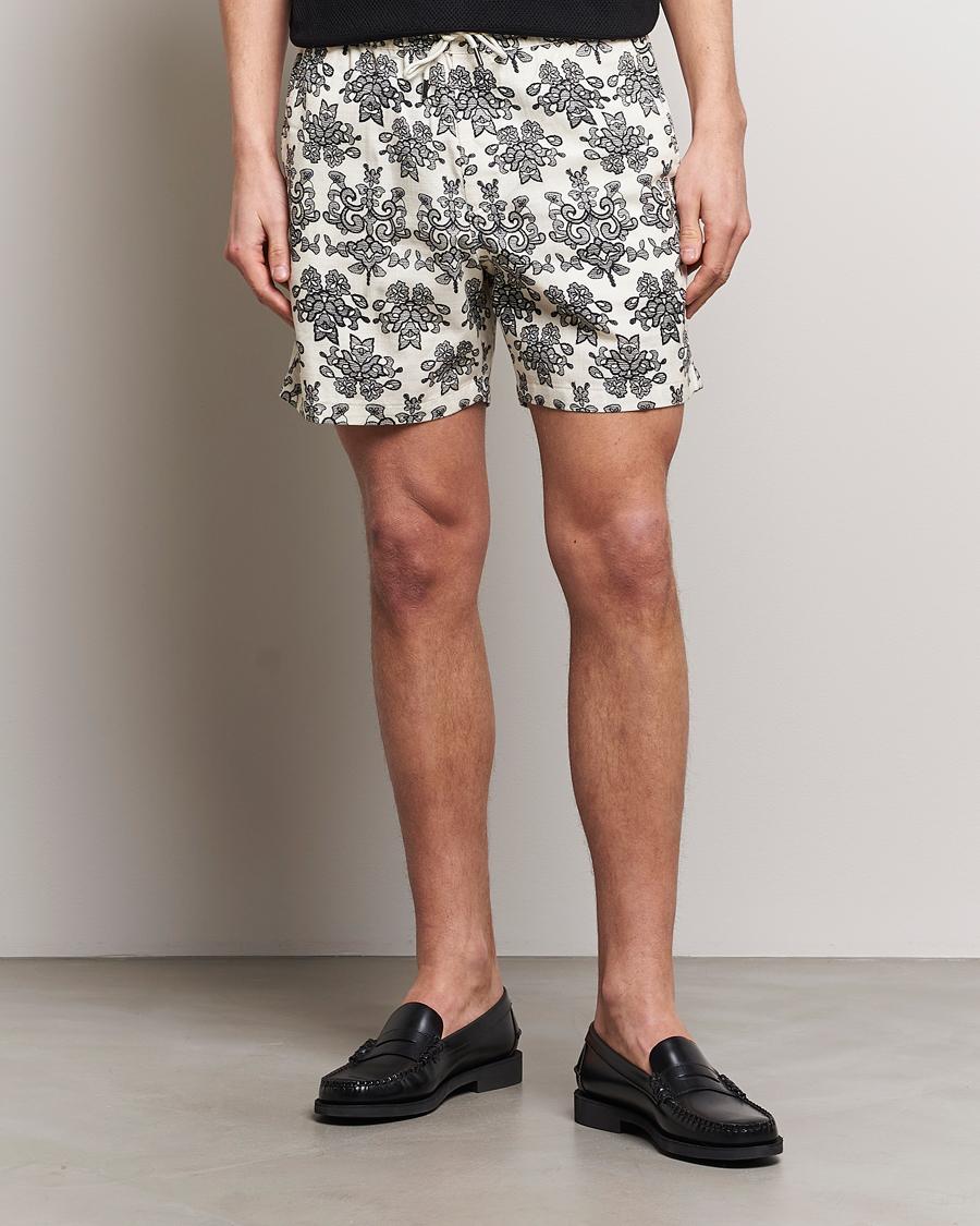 Herren | Shorts | NN07 | Gregor Printed Drawstring Shorts Off White/Black
