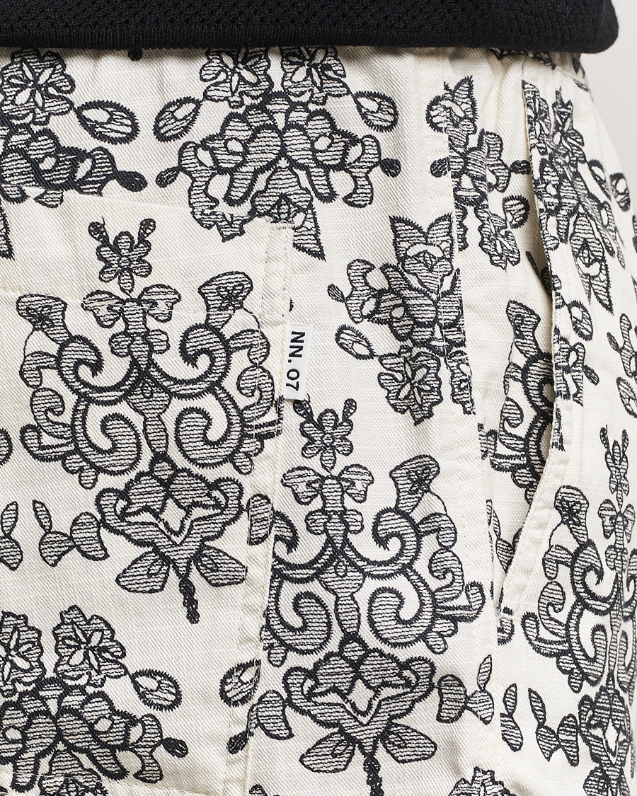 Herren | Shorts | NN07 | Gregor Printed Drawstring Shorts Off White/Black