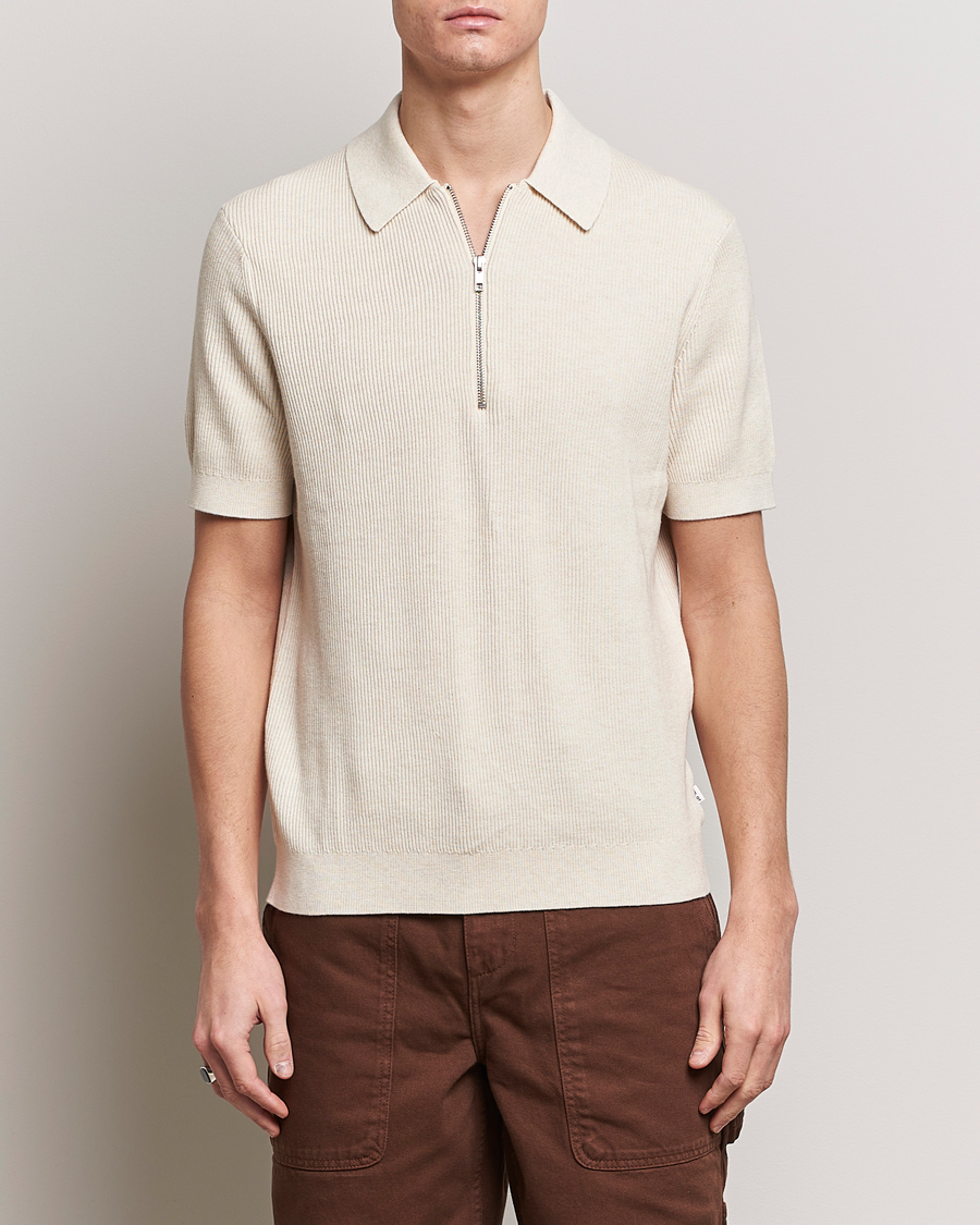 Herren | Poloshirts | NN07 | Hansie Zip Polo Ecru