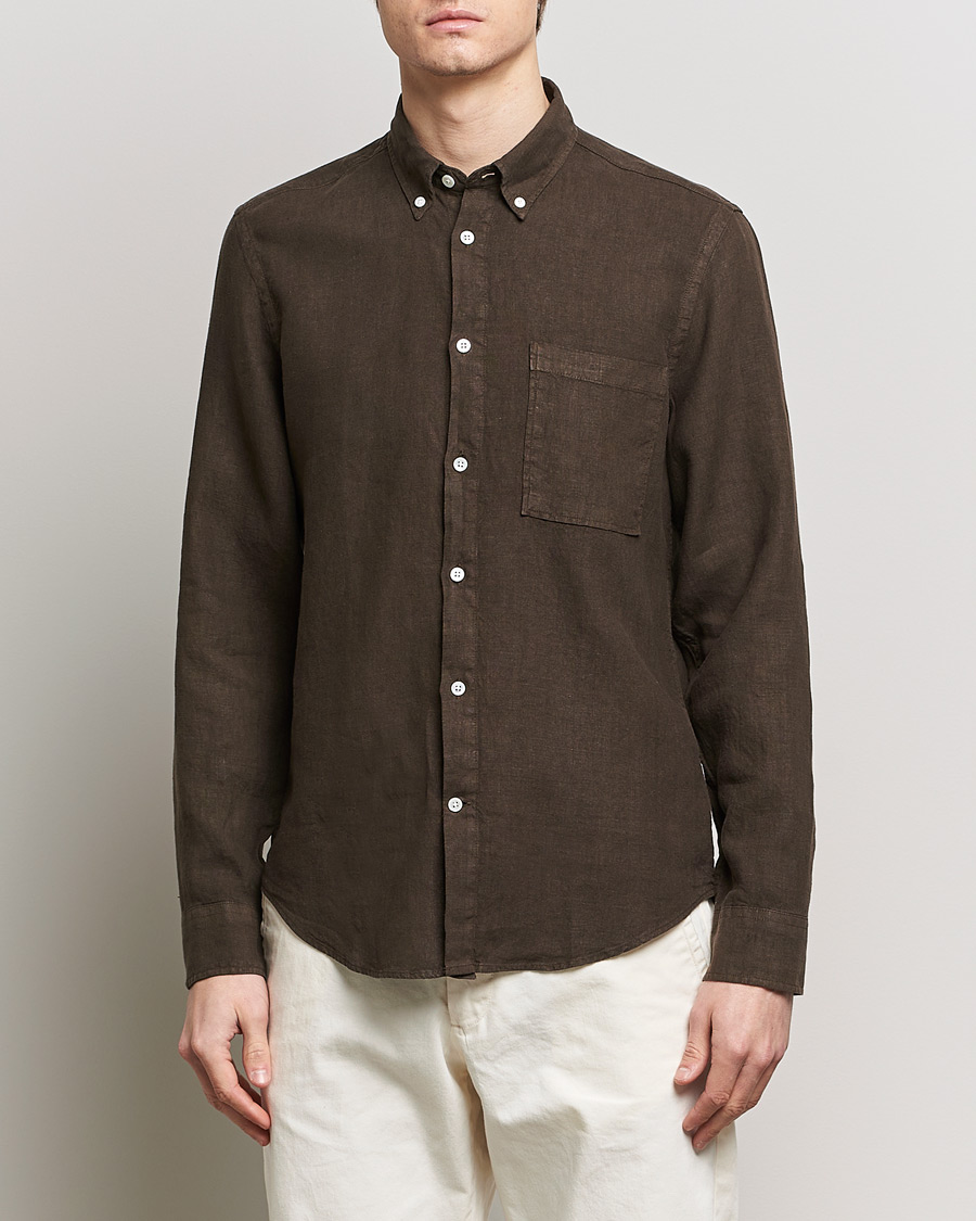 Herren | Leinenhemden | NN07 | Arne Linen Shirt Demitasse Brown