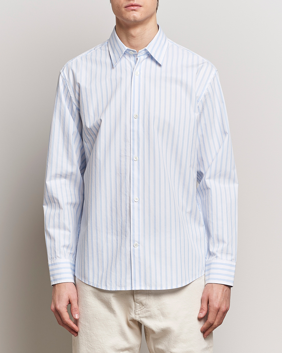 Herren | NN07 | NN07 | Freddy Poplin Striped Shirt Blue/White