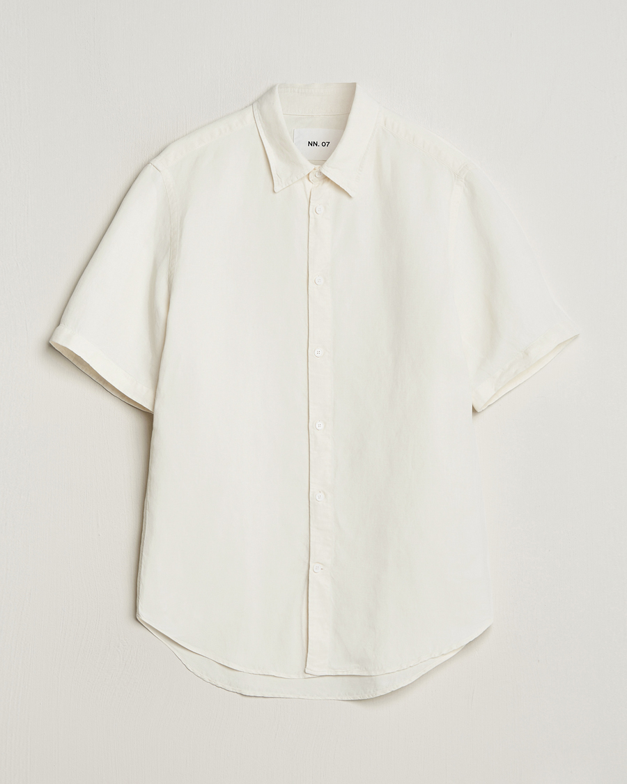 Herren | Hemden | NN07 | Arne Tencel/Linen Short Sleeve Shirt White