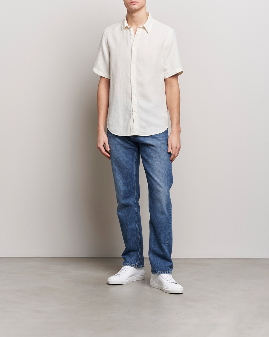 Herren | Hemden | NN07 | Arne Tencel/Linen Short Sleeve Shirt White