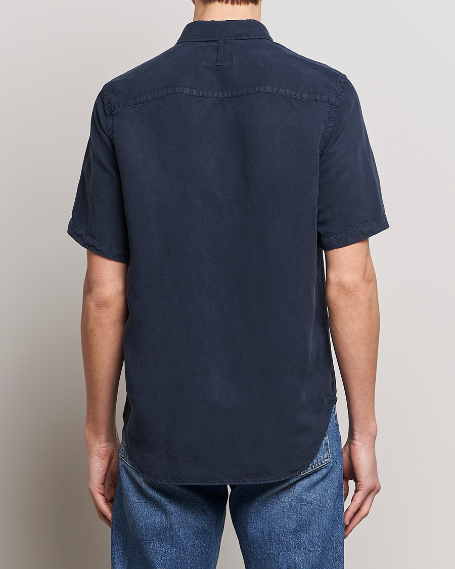 Herren | Hemden | NN07 | Arne Tencel/Linen Short Sleeve Shirt Navy Blue