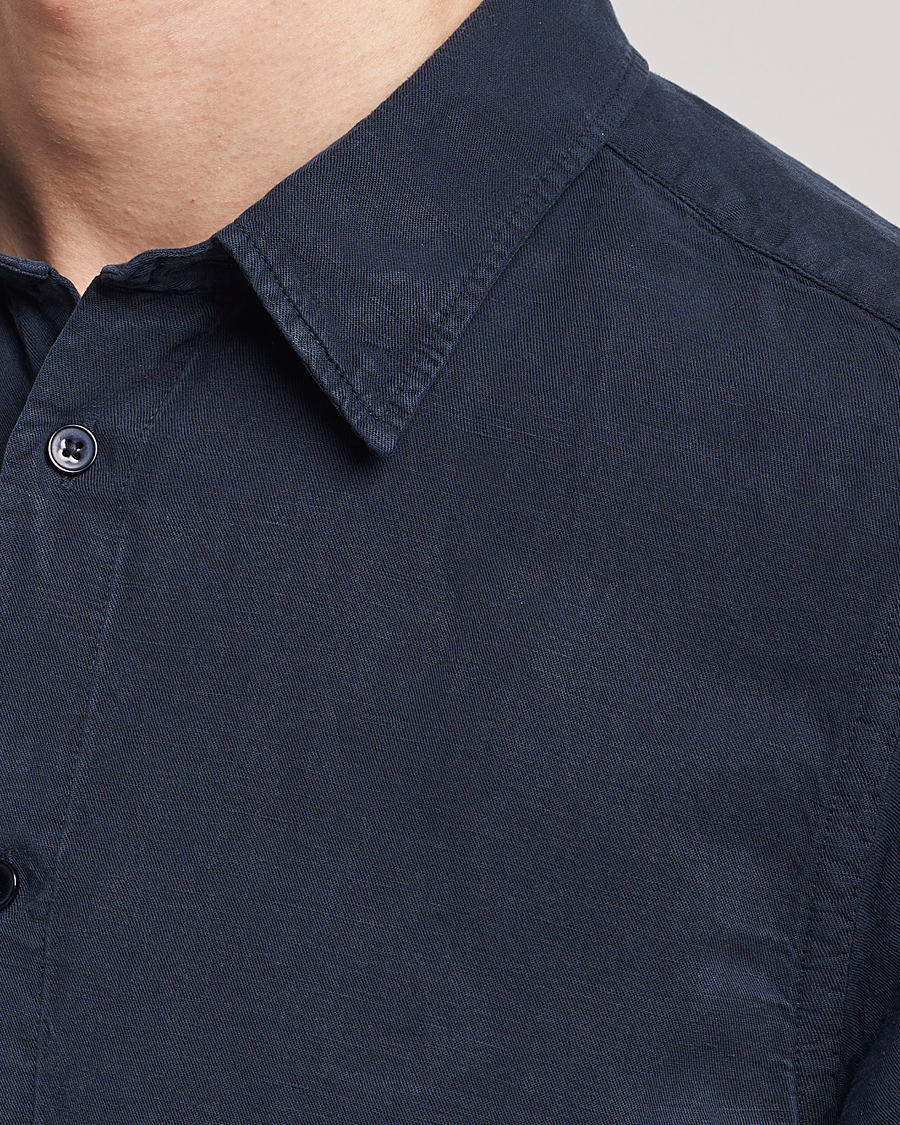 Herren | Hemden | NN07 | Arne Tencel/Linen Short Sleeve Shirt Navy Blue