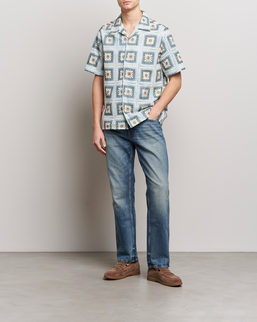 Herren | Hemden | NN07 | Julio Knitted Croche Flower Short Sleeve Shirt Multi